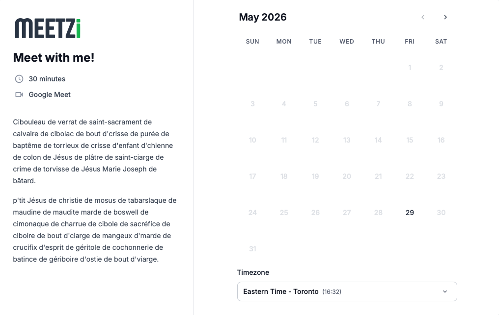 Meetzi Scheduling Interface